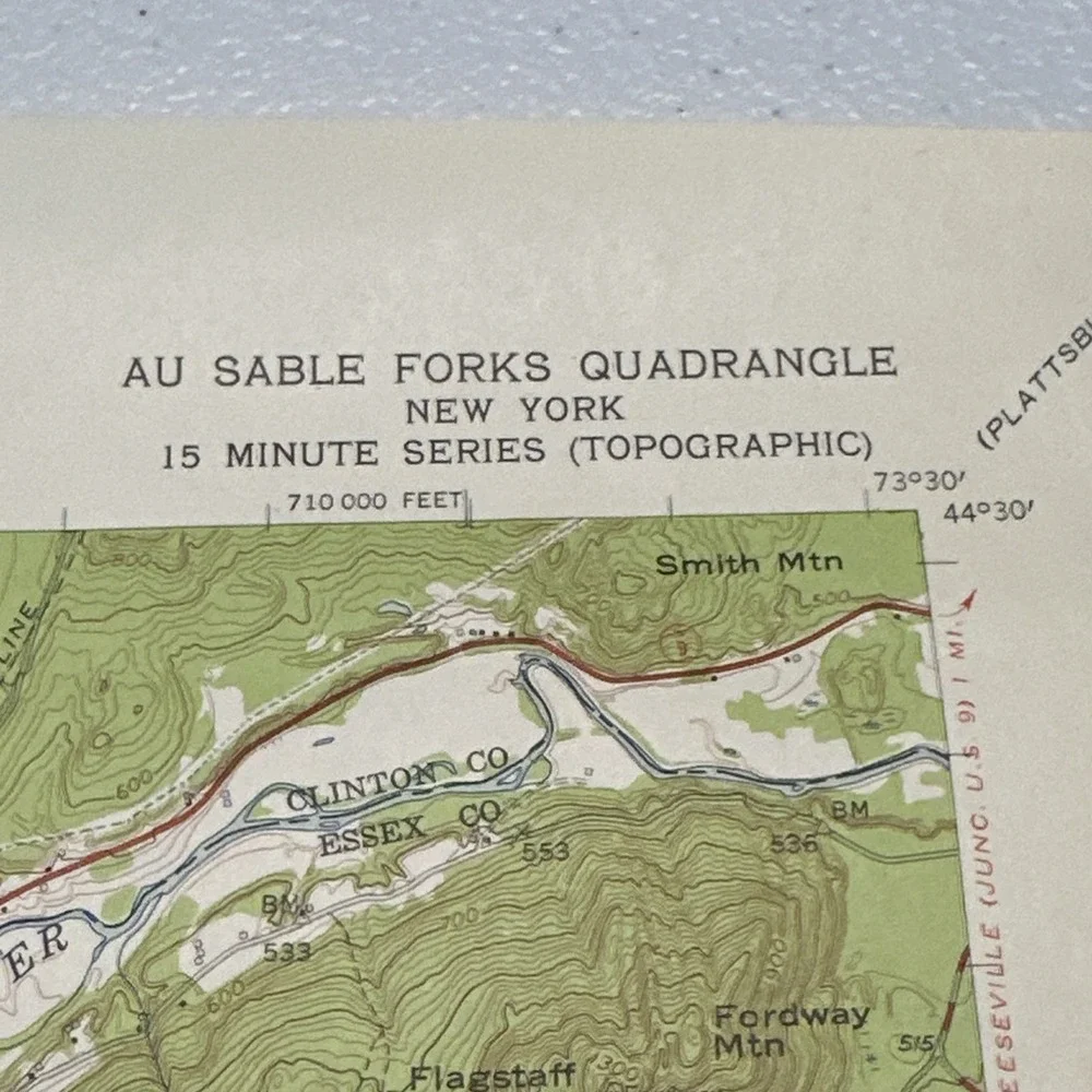 USGS GEOLOGICAL AU SABLE FORKS NY NEW YORK 1953 Quadrangle 1:625 MAP‎ VTG